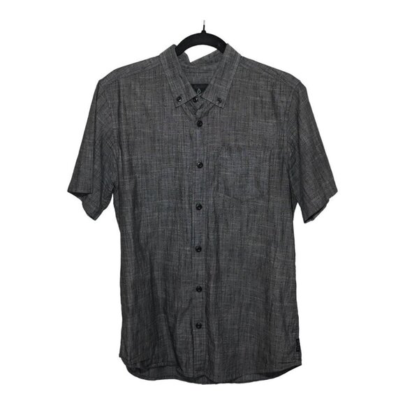 EUC PrAna Short Sleeve Button Up Shirt Charcoal Gray Mens‎ M - Picture 1 of 5